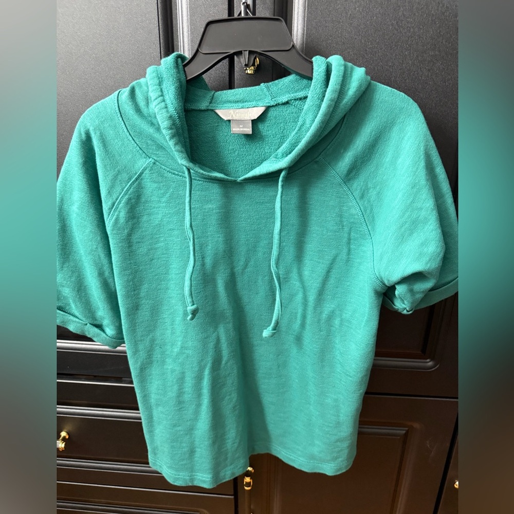 Natural Refections Turquoise Women's Hoodie Summer Short Sleeve Soft